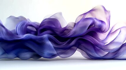 Wall Mural - elegant purple fabric wave abstract animation, fluid motion on white background, seamless loop