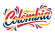 © kdpprosolutions2015 - Colombia festive script, colorful hand lettering, national celebration typography, red yellow blue, modern vector illustration