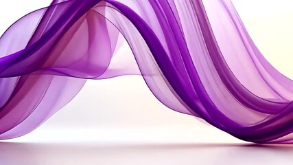 Wall Mural - elegant purple fabric waves gracefully against a pristine white background for presentations