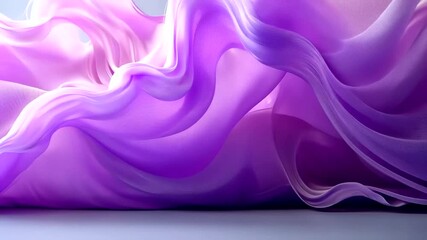 Wall Mural - elegant purple fabric waves gracefully shimmering in soft light creating a serene backdrop