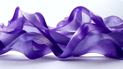 Wall Mural - elegant purple ribbon waves smoothly with glitter and light reflections in soft focus
