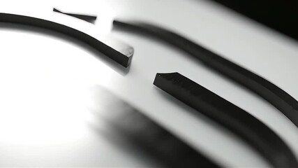Abstract black shapes on white surface, artistic presentation