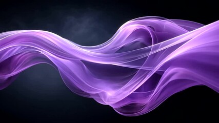 Wall Mural - elegant purple smoke waves flowing seamlessly on dark background for design and animation