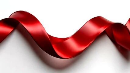 Wall Mural - elegant red ribbon waves flowing on white background for festive decoration