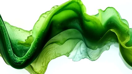Wall Mural - elegant abstract green ink waves on white background, ideal for creative projects