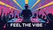 © TrendyImages - Colorful Nightclub DJ with Dancing Crowd, Turntables, and Musical Notes Illustration