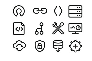 Technology and development icons vector illustration in flat design for web and app interfaces