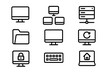 © Ophelia - Minimalist technology icons vector illustration: computer, network, folder, keyboard, security for digital design