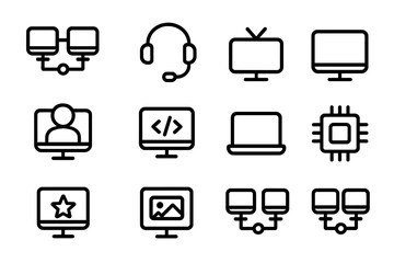 Wall Mural - technology icons vector illustration for digital interfaces and communication design