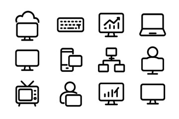 Wall Mural - black and white modern technology network icons vector illustration for digital design