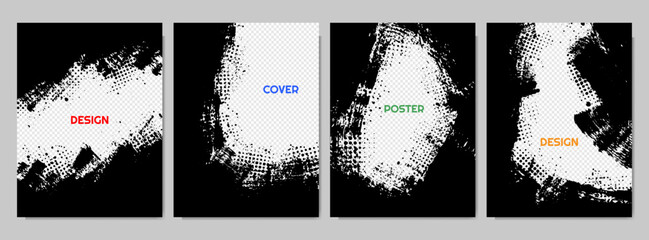 Wall Mural - vector grunge overlay. hand drawn abstract frame set. ink brush strokes mess. design for flyer, post