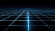 © mangolovemom - A glowing blue grid on a dark background, creating a futuristic, digital landscape extending into the horizon.