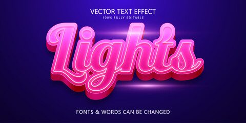 Wall Mural - 3d light editable text effect, Script futuristic text style