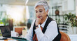 © peopleimages.com - Thinking, reading and tablet with business woman in office for planning, research and schedule appointment. Application solution, problem solving and reflection with mature person for report insight