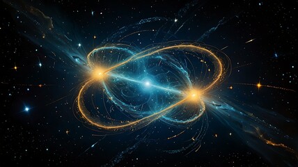 Wall Mural - abstract art representing cosmic energy intertwining with comets.
