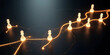 © Jelly - Top-down concept of a strategic planning network with gold route lines on a black background, pawns as decision points, and a hand making a move, symbolizing leadership, logic, and direction