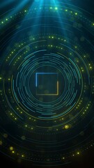 Wall Mural - blue holographic hud circle platform. copy space for any message. futuristic digital technology anim