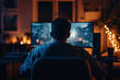 © Tetiana - Gamer Immersed in Video Game with Headphones Highlighting Esports and Online Gaming Competition Generative AI