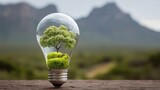 Une ampoule avec un arbre vert à l'intérieur écologique, représente une idée éco responsable dans le cadre de la RSE