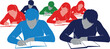 © Azizchehna - Students taking exam illustration concept for education and learning theme use