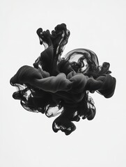 Wall Mural - high speed photograph of black ink dropping in fluid motion