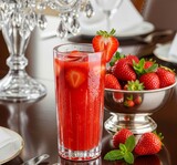 strawberries in a glass of champagne