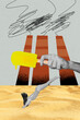 © deagreez - Trend artwork collage composite sketch of global warming hand hold ice cream young lady dive sand activist pollution ecological problem