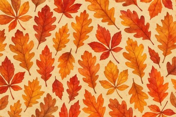 Wall Mural - Autumn leaves pattern red orange yellow fall foliage image