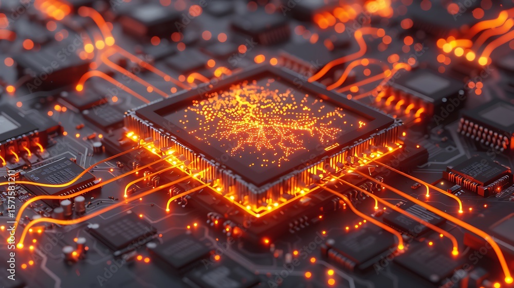 Gpu Using Fiber High-tech data center filled with AI processors and GPU clusters ...