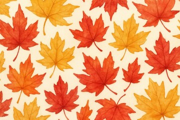 Wall Mural - Crimson and golden maple leaves pattern autumn fall