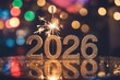 © Shahida - Golden 2026 Numbers Sparkler Celebration Festive Bokeh Glow Glitter Reflective Surface