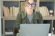 © simona - Young woman working remotely from home office with laptop – freelance job, smart working and digital lifestyle for modern business, remote work and independent career concept