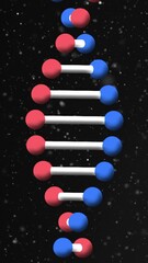 Wall Mural - animation of dna strand spinning over particles in universe