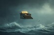 © Pavel - Imagination takes flight over turbulent seas as a vintage typewriter hovers amidst stormy waves in a dramatic setting full of adventure and creativity