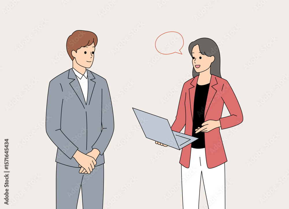 Discussion during a Business Meeting with the use of a Laptop for communication and collaboration