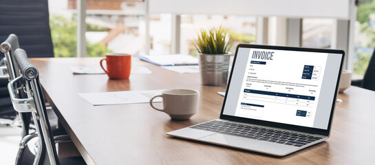 Wall Mural - invoice on computer screen from accounting application. computer program for financial and budget of