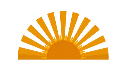 Wall Mural - A graphic sun symbol with a modern twist - radiant, minimalist and bold. This sun background appears to float in the air, creating a floating look that enhances usability. Isolated on a white backgrou