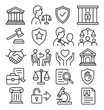 © MykolaIhor - Justice and policy icon collection, legal symbols for law and order set