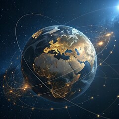 Wall Mural - global network connection and internet communication concept. 3d rendering toned image,global networ