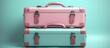 © gufron - Red leather suitcase with a silver handle and lock, isolated on a white background, perfect for travel and business