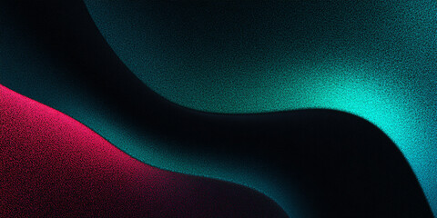 Abstract wavy background with green and red gradient. black. saturated colors. particles. dots. banner. modern. textured illustration. dark style.