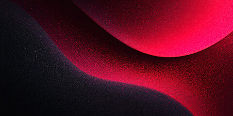 Wall Mural - abstract wavy background with pink and red gradient. dark style. black. curved shapes. particles. no
