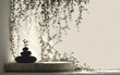 © Hafiz - Zen scene with stacked stones and cascading green vines