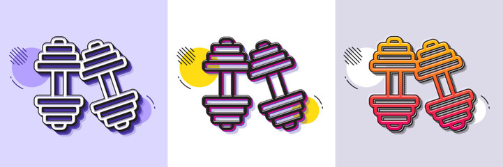 Wall Mural - dumbbells line icon. halftone dotted pattern. gradient icon with grain shadow. workout equipment sig