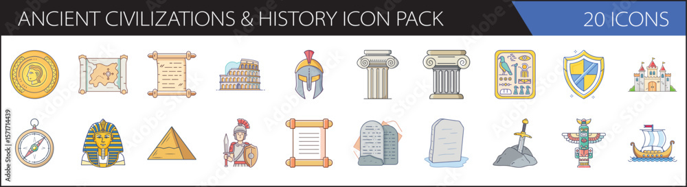 Ancient Civilizations & History Icon Pack - Historical and Archeology ...