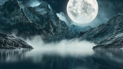 Wall Mural - Full moon over mountains