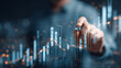 © ImageKing - hand show graph chart stock market economic. growth business concept. plan strategy company increase profit to success global. trend marketing grows technology digital. economy, financial, and invest