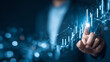 © ImageKing - hand show graph chart stock market economic. growth business concept. plan strategy company increase profit to success global. trend marketing grows technology digital. economy, financial, and invest
