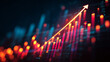 © ImageKing - business arrow up growth investment technology on dark blue background. business trade increase to success. financial data graph strategy.market chart profit money. vector illustration hi-tech.
