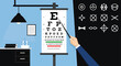 © PRISTA - Vision Test With Symbols And Examination Room Interior Eye Checkup Concept